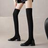 Krazing Pot Flock Autumn Winter Shoes Thick Heels Size 43 Long Boots Apricot Patch Work Stretch Over-the-knee Boots