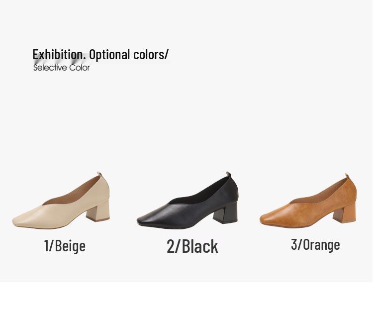 Women’s 2024 Spring/Autumn Square Toe Chunky Mid Heel Professional Interview Shoes