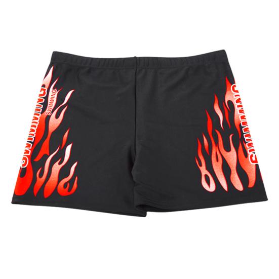 Inner Drawstring Mid-rise Swimming Trunks with Lining Elastic Waistband Breathable Men Flame Print Swim Shorts Beachwear