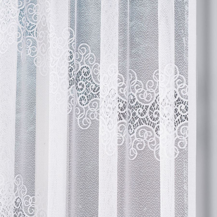 Violetta - Ready-Made Jacquard Curtain With A Cut At The Bottom - 300X160 Cm - White
