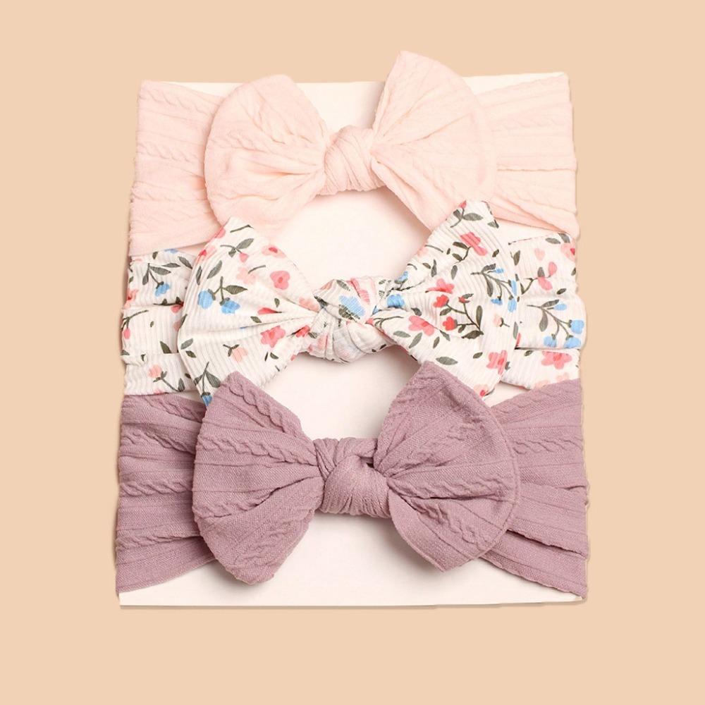 3Pcs/Lot Elastic Bowknot Hair Bands Soft Headwrap Cute Headwear Baby Girls