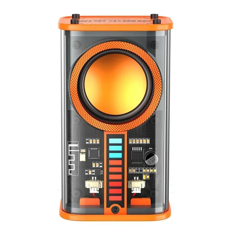 Transparent Cyberpunk Wireless Bluetooth Speaker Sound Light Rhythm Subwoofer TWS Stereo Music Center Hands-free Call