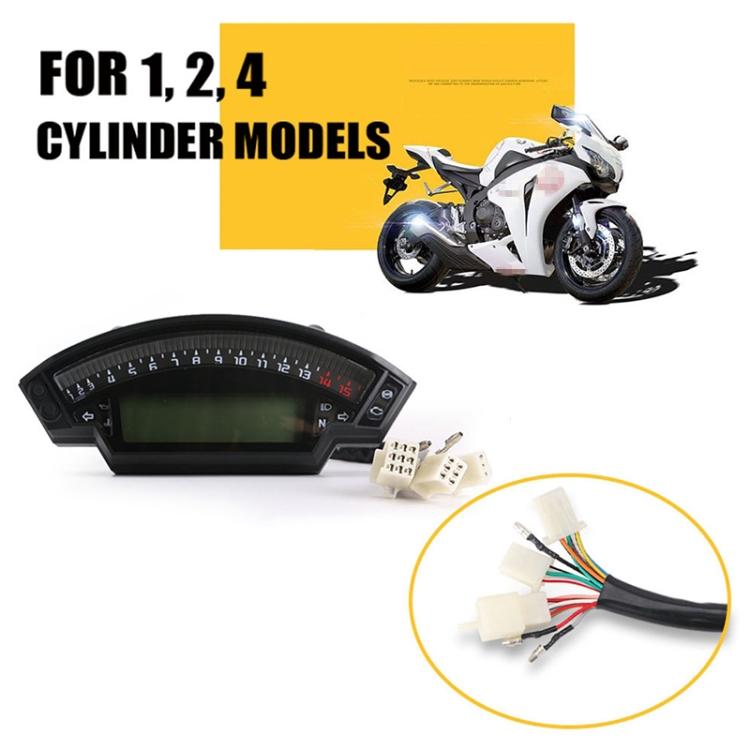 Motorrad LCD TFT Digitaler Tacho 14000 U/min 6 Gänge Hintergrundbeleuchtung Motorrad Kilometerzähler für 1, 2, 4 Zylinder Meter