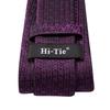 Hi-Tie Men's Silk Tie Plain Ties Satin Solid Color Dark Violet Prom Party Wedding Set