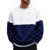 Men's And Women's Casual Color-blocking Faux Two-piece Round-neck Hoodies, Men's Trendy Color-blocking Long-sleeved Tops