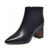 Pointed fashion boots women's boots 2025 autumn and winter European and American style first-layer cowhide coarse heel high-heeled boots simple tempe