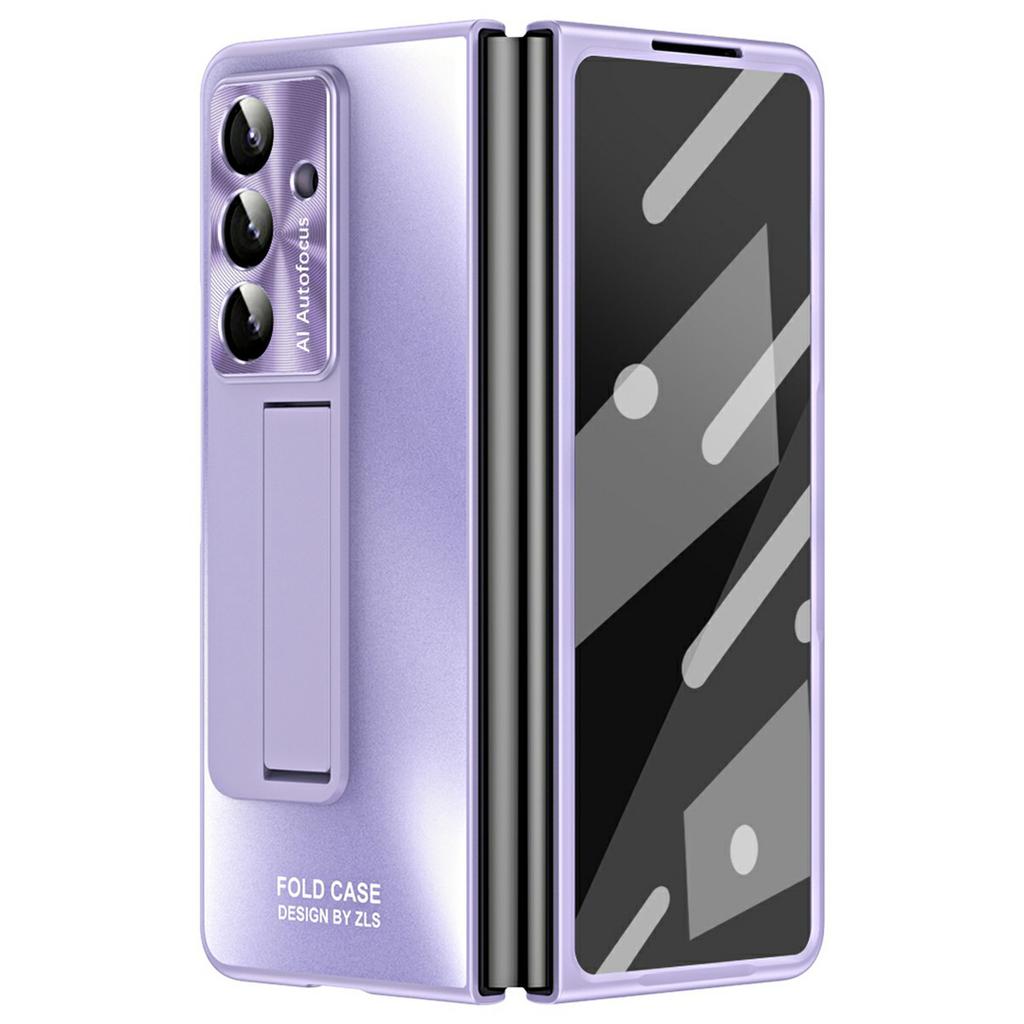 For Samsung Galaxy Z Fold7 5G Case Kickstand Matte PC Phone Cover with Tempered Glass Film