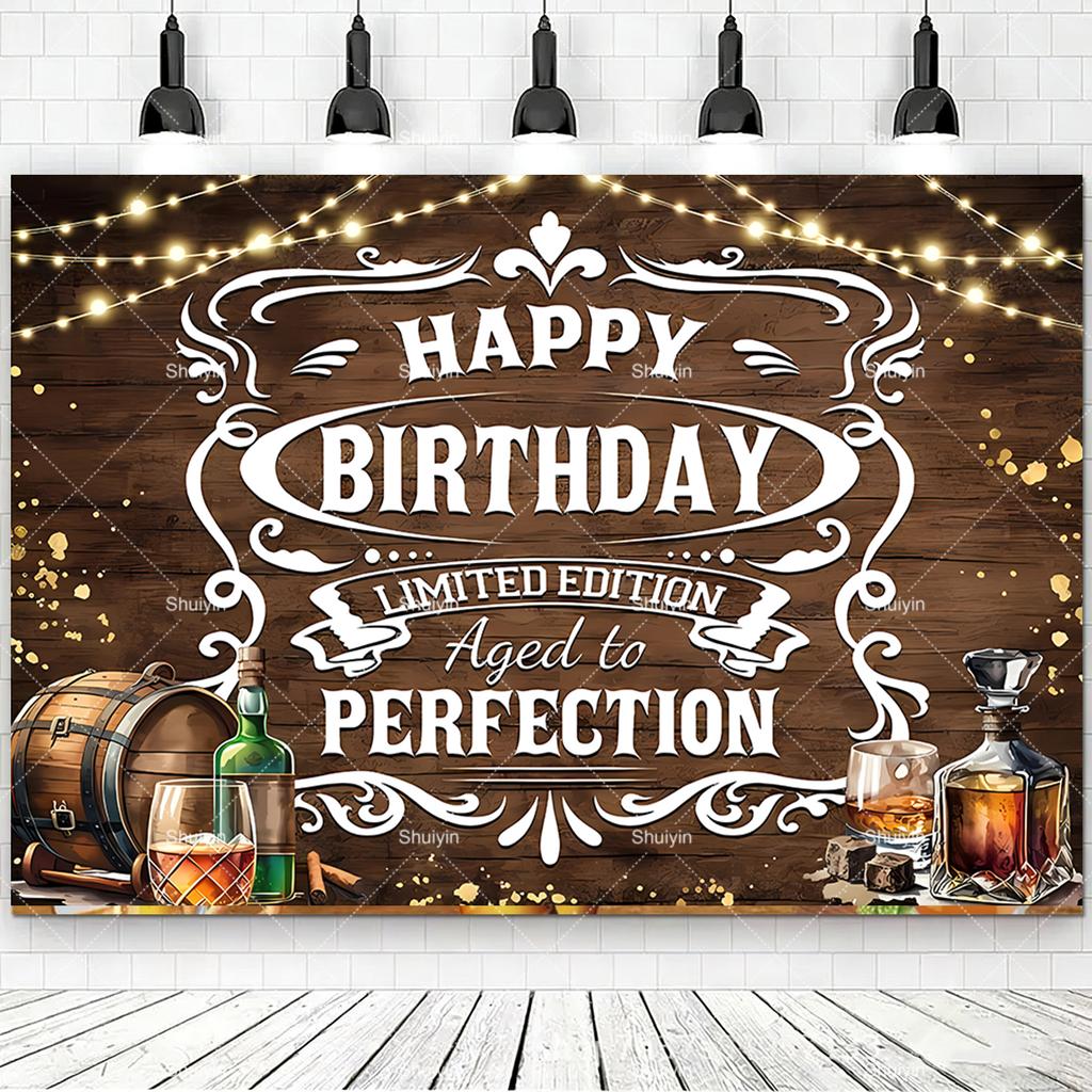 Whisky Cigarre Vintage Bois Fond Photographie Anniversaire Homme Décorations Fournitures de Fête Style Été Bar Décor Mural Rideau