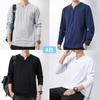 Hisitosa Long Sleeve Solid Henley Neck Long Men's T-Shirts, Fall, 3-Pack/4-Pack, 100% Cotton, Color, T-Shirt, Undershirt, V-Neck T-Shirt (JP,