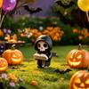 Black And White Skull Decor Dark Style Halloween Ornament, Mini 3D Printed Hooded Compact Desk Decoration Exquisite Details Sculpture, for Bookshelf
