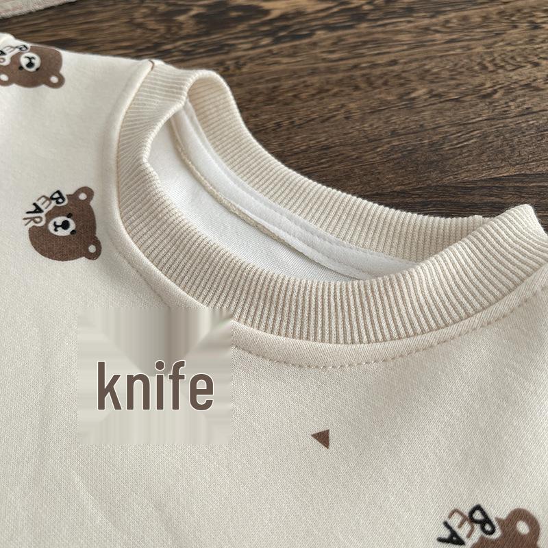 Spring Boys' Cartoon Overalls Set: Long-Sleeved, Two-Piece Infant & Toddler Outfit