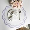 Faux Leather Scalloped Placemat Heat-Resistant Non-slip Heat Insulation Waterproof Dining Table
