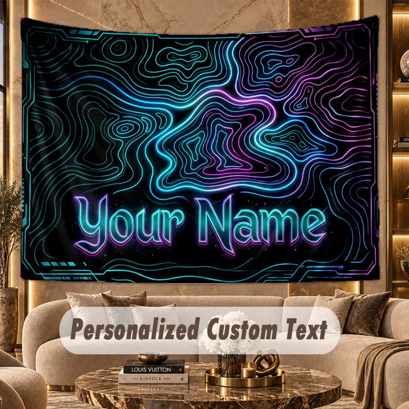 Neon Colorful (54) Theme Personalized Tapestry Custom Name Text Wall Hanging Tapestry Home Background Decoration
