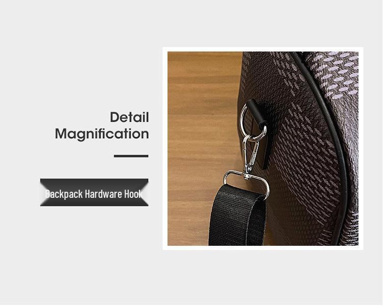 Checkered Leather Water-Resistant Crossbody Travel & Gym Bag Pillow Bag