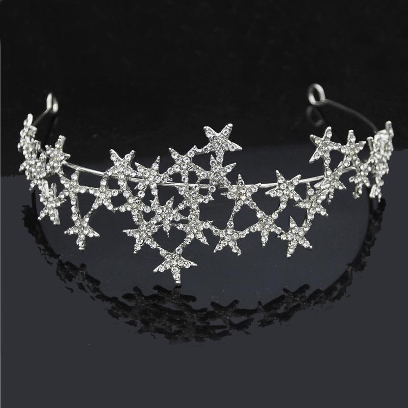 Luxus Strass Sterne Tiaras Krone für Frauen Braut Hochzeit Haar Schmuck Mädchen Stirnbänder Kopf Ornamente