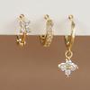 3PCS Trendy Stainless Steel Flower Drop Earring Set For Women Crystal Zirconia Dangle Earring Hypoallerg Piercing Jewelry Aretes