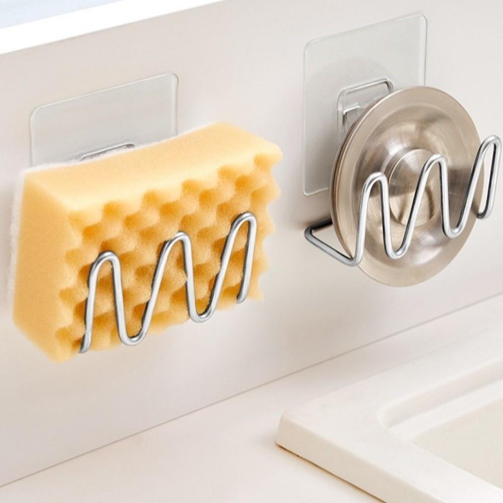 Self Adhesive Sponge Holder Wall Mounted Scrubber Holder New Sponge Drain Rack Basin Organization