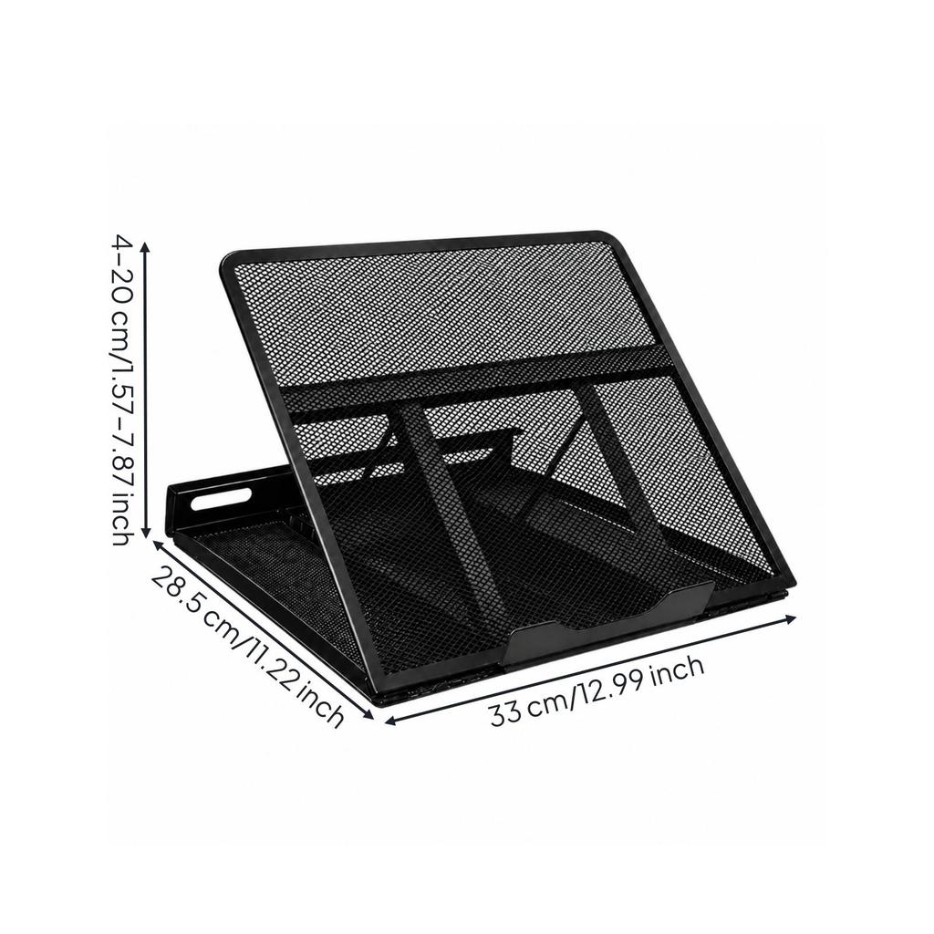 Metal Laptop Stand with Mesh Deck Foldable Height-Adjustable