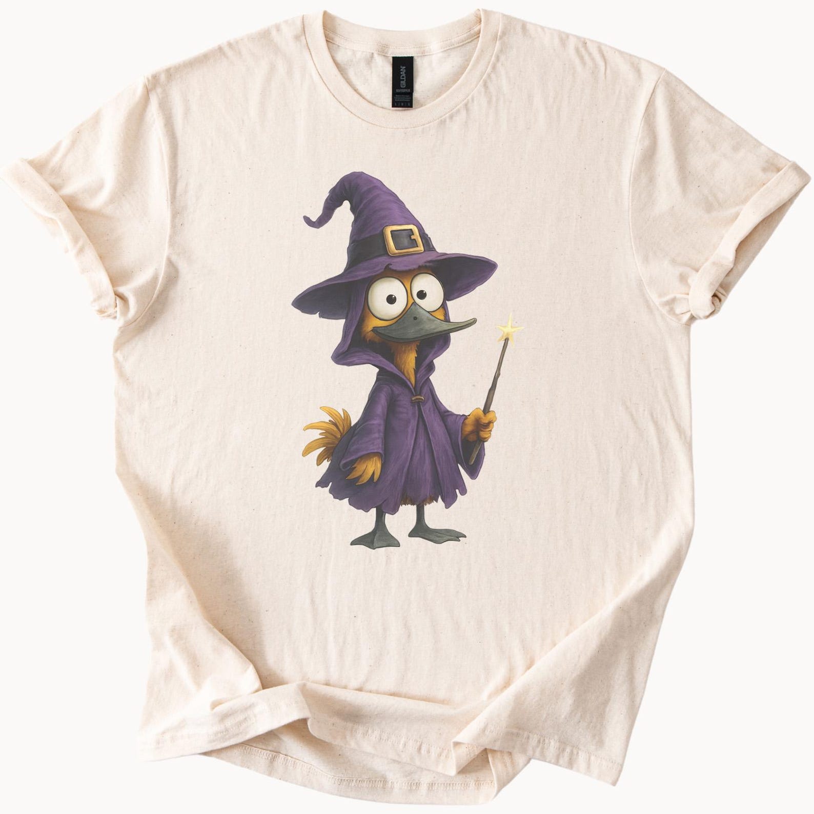 Cute Wizard Duck Shirt Cartoon Duck in Purple Wizard Hat Magical Animal Graphic Tee Funny Witch Duck T Shirt Gift for Duck Lovers 100