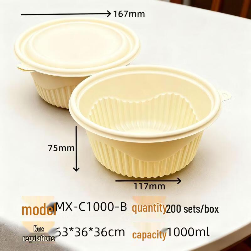 Handon 650ml Square Corn Starch Disposable Takeaway Containers