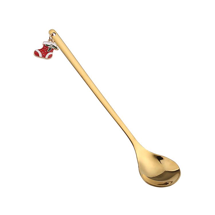 Christmas Stainless Steel Spoon and Fork Gift Set with Cute Pendant