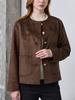 Maxza Soft Faux Suede Round Neck Jacket