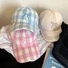 Adjustable Plaid Bow Baseball Hat Cotton Women Baseball Cap Fashion Bow Embroidered Hat  for Female