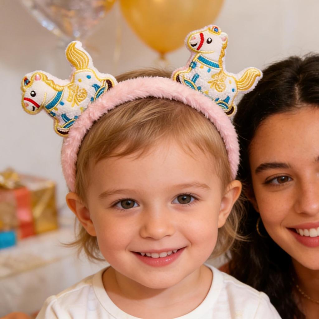 Lunar New Year Headband Lunar New Year Horse Headwear Photo Booth Costume Headband For Boys Girls Students Festival Attendees