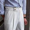 Neue Herrenhosen Neapolitanisch Britischer Fall Hohe Taille Gerade Hosen Herbst Freizeit Hosen Trendige Hosen