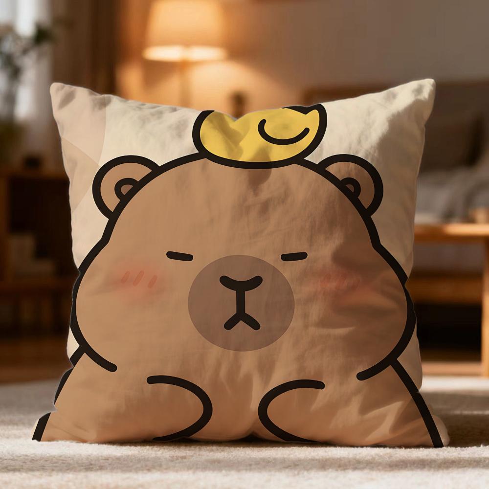

Hot Capybara Cushion Cover Soft Washable Pillow Case Multi-Scene for Couch Bed Travel Office Use 30cmx30cm
