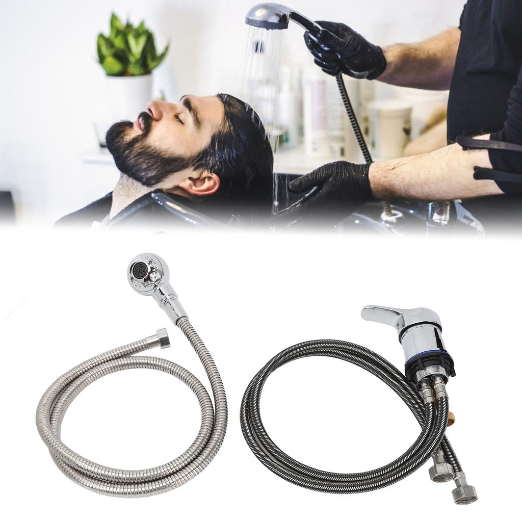 Kit spruzzatore per shampoo pressurizzato con rubinetto per lavabo, tubo da 70 cm, tubo flessibile morbido da 120 cm, per salone di parrucchiere