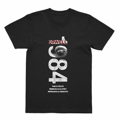2026 Zomer Mode Trendy T-shirt Coolmind U0014-T2 1984 Grafische Print Heren T-shirt Ronde Hals Los T-shirt Heren Dames Katoenen T-shirts