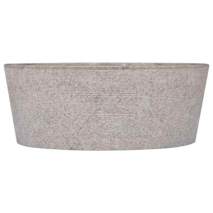 Lavabo Gris en Marbre - VIDAXL - Ø40x15 cm - Fait Main - Robuste et Facile à Nettoyer