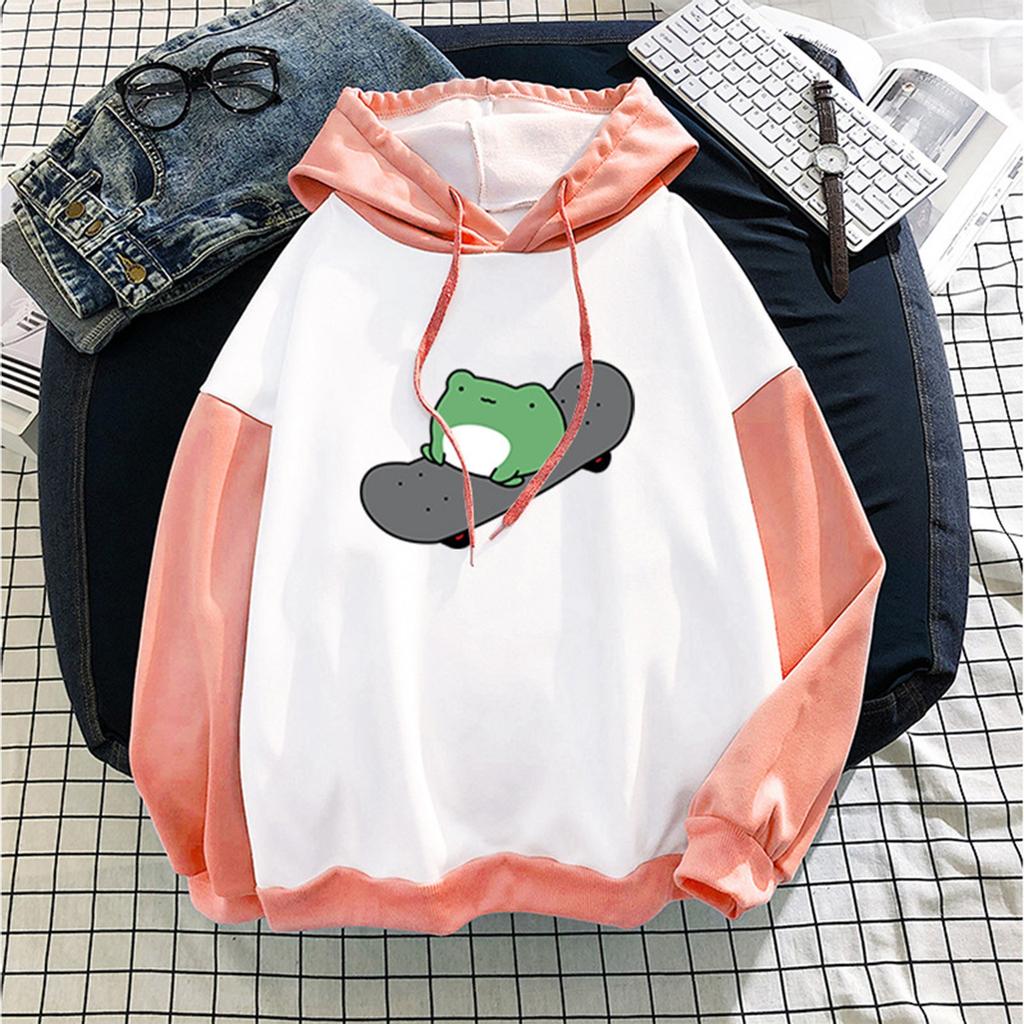 Damenmode New Stitching Cute Plus Velvet Langarm-Sweatshirt mit Kapuze