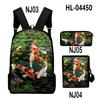 Classic Novelty Cool Koi Carp 3D Print 3pcs/Set Pupil School Bags Laptop Daypack Backpack Inclined Shoulder Bag Pencil Case