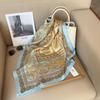 70Cm British Style Emulated Silk Scarf Women'S Cashew Flower Square Scarf Fashion Retro Decorative Neckerchief Shawl Kerchief