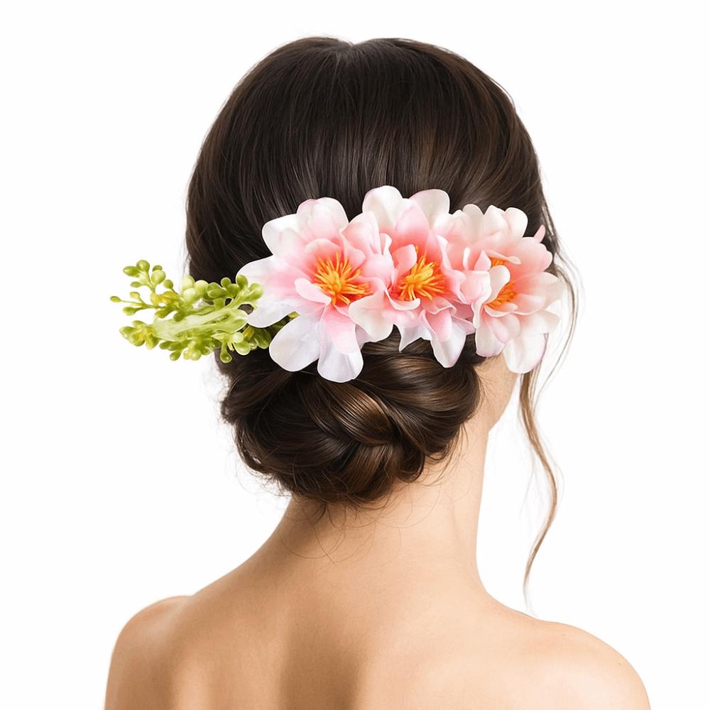 Multicolor Flower Hair Comb Cloth Thai Hair Comb Temperament Hair Accessories  performance clothing