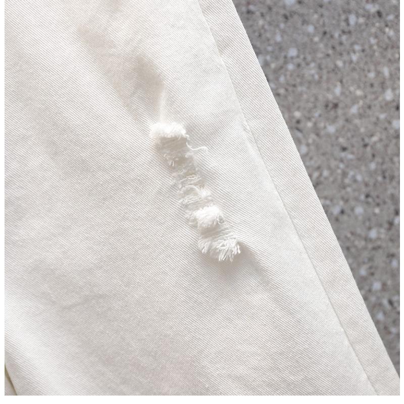 DIMANAF Plus Size Jeans Shorts Pants Women Oversize Loose Casual Belt Cotton Elastic Casual White Pants Fashion Hole