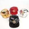 Hip Hop Pu Leather Baseball Cap With Diamond Embellishments For Streetwear Fashion