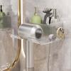 Wall-Mounted Hair Dryer & Ventilation Fan Holder with Luxe Bathroom Storage Rack