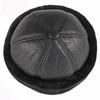 Winter PU Leather Warm Plush Hat Thickened Fur Splicing Leather Hat Retro Waterproof Old Man Hat Plush Warm Snow Windproof Hat
