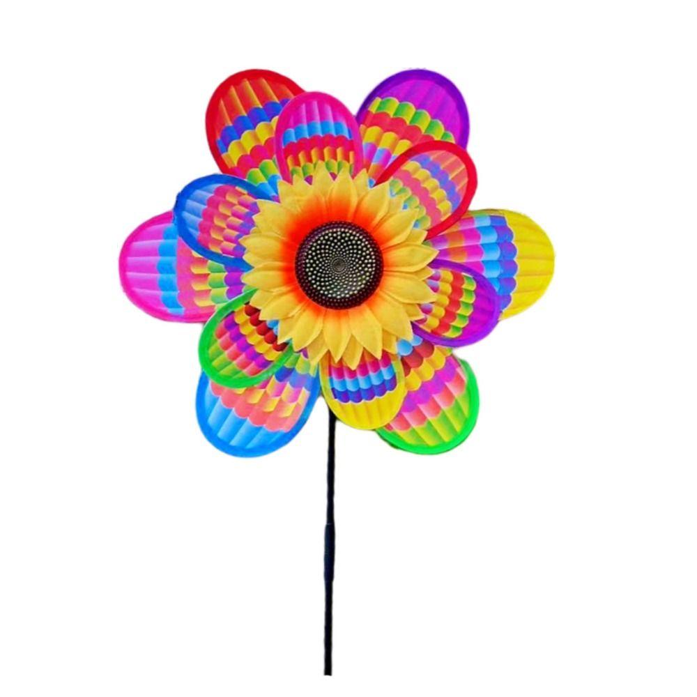 Multistyles Sparkly Insect Windmill Cartoon Colorful Rotating Wind Spinner Double Layered Pvc Standing Lawn Flower