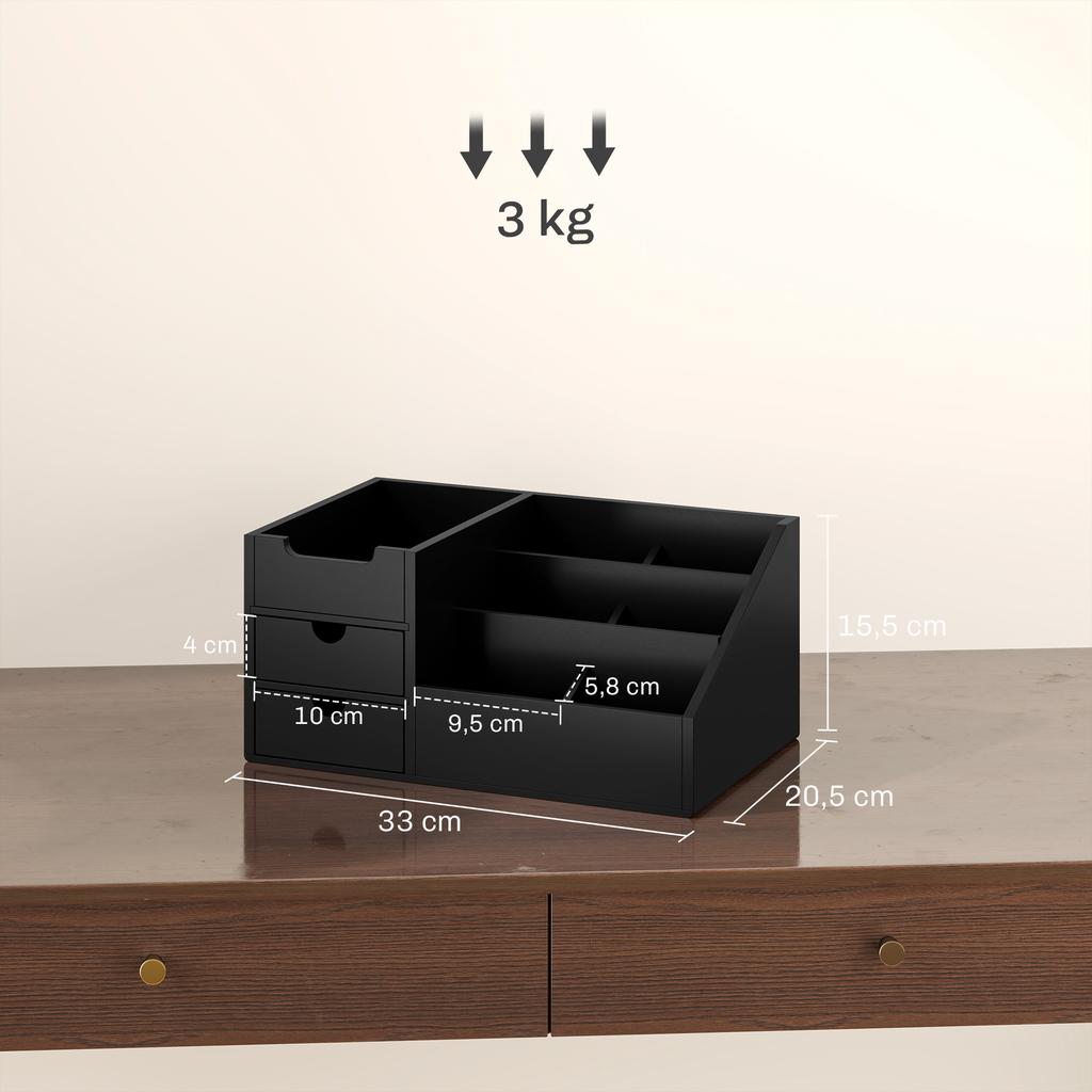 Desk Organizer 2 Drawers Storage Box Office Box Organization Black 33 x 20.5 x 15.5 cm