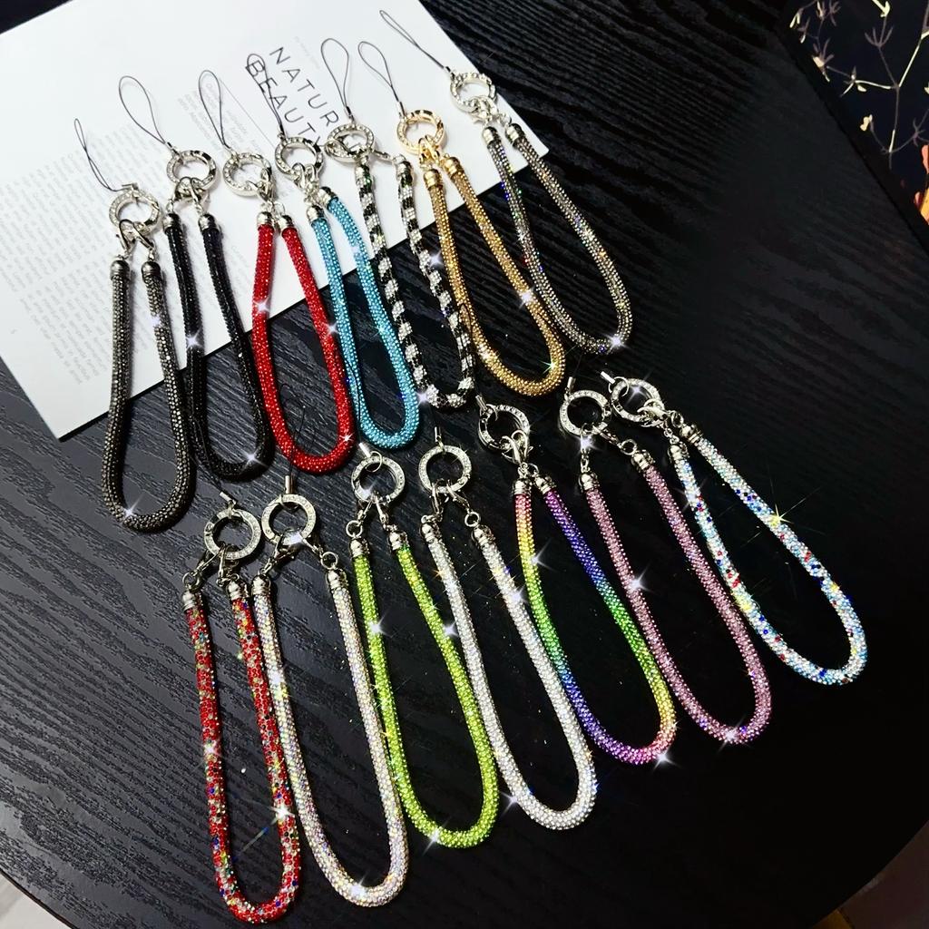 Phone Wrist Strap Shiny Rhinestone Decor Hand Strap Lanyard,Length: 25cm