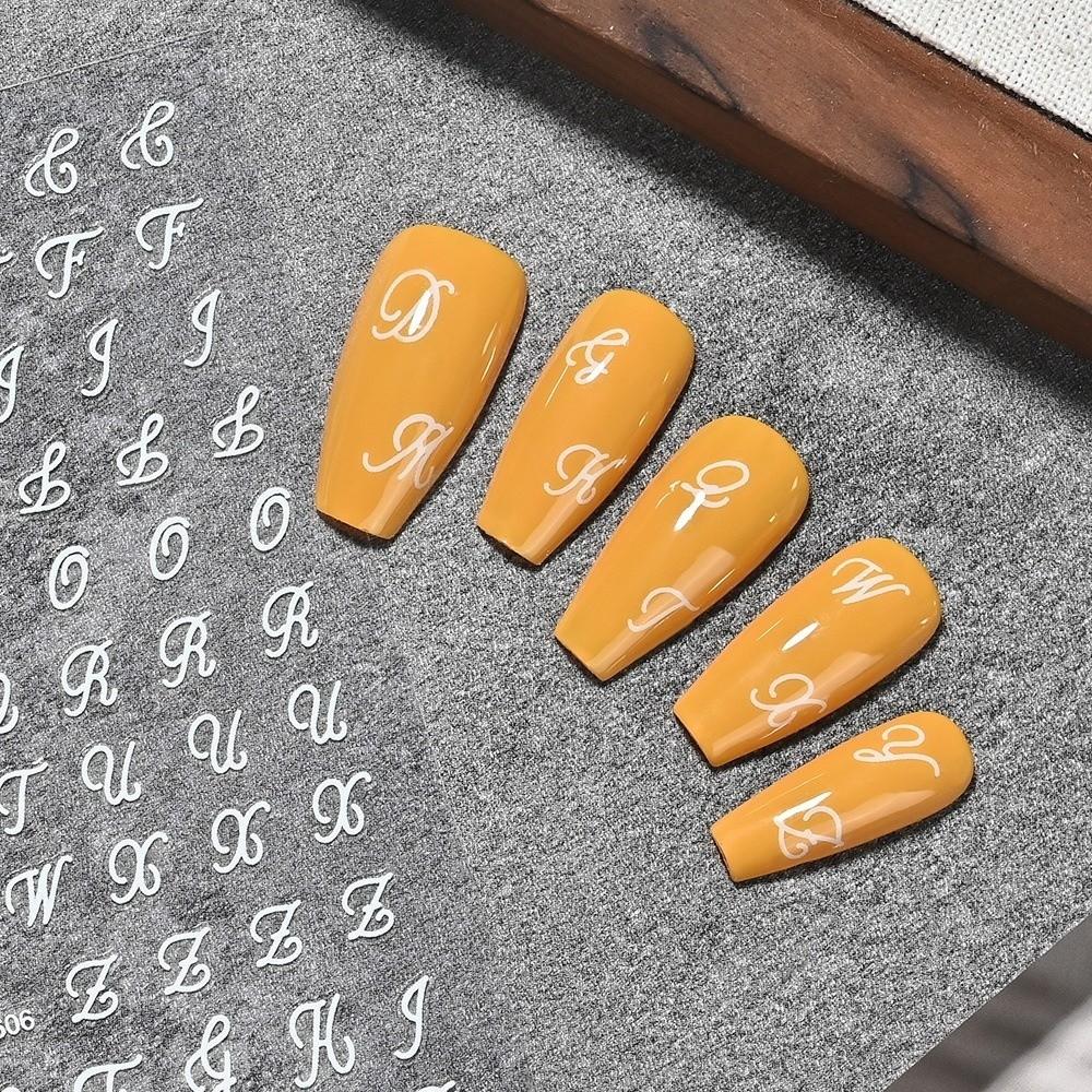 6Pcs Waterproof Laser Star Nail Stickers Y2K Nail Art Stickers Letters Nail Decorations Nail Salon