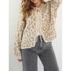New In Leopard Print Round Neck Lace-up Knitted Cardigan Women Autumn Winter Trendy Streetwear Sweater Coats