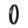 Vintage Handwoven Black Leather Bracelet with High Quality Metal Buckle Suitable for Men\'s Personalized Charm Wristband Jewelry