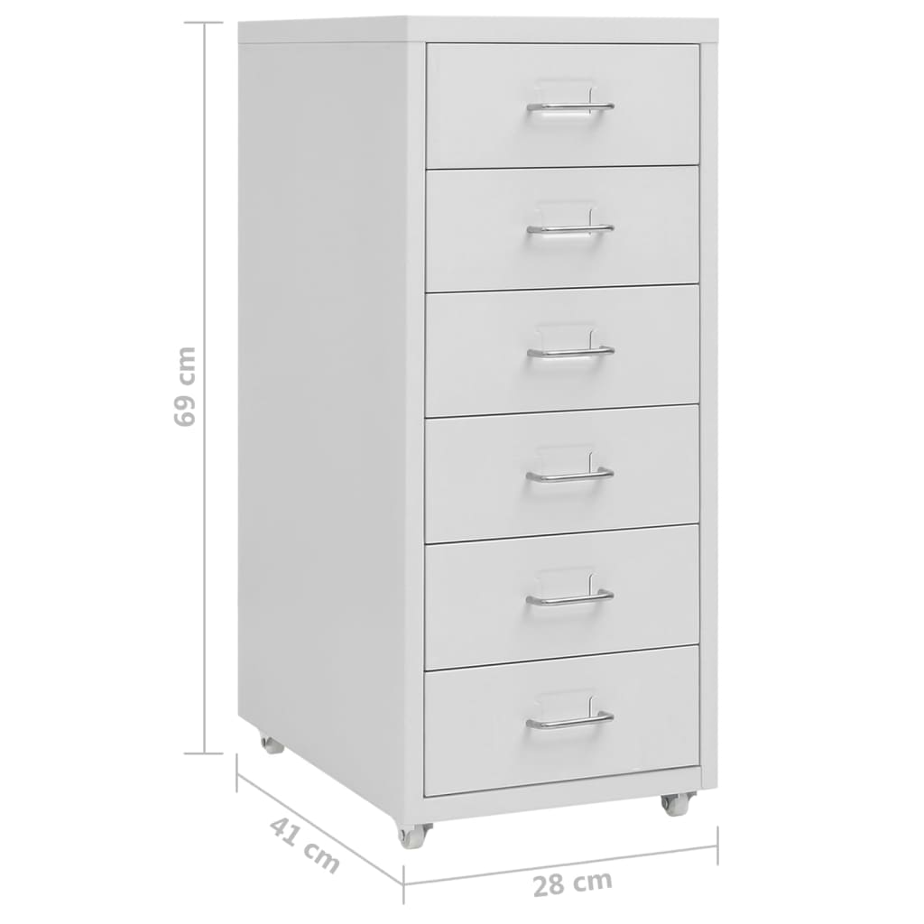 Vidaxl Armadietto Portadocumenti Mobile, Grigio, 28X41X69 Cm, Metallico
