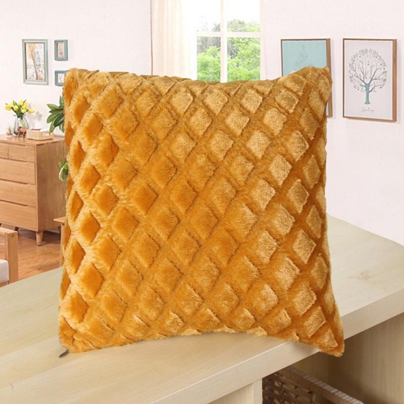 1Pc Plush Thick Lattice Pattern Sofa Pillowcase Soft Cushion Covers 43x43CM Couch Pillow