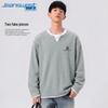 Jeanswest Men's Retro Waffle Knit Fake Two-Piece Long-Sleeve T-Shirt